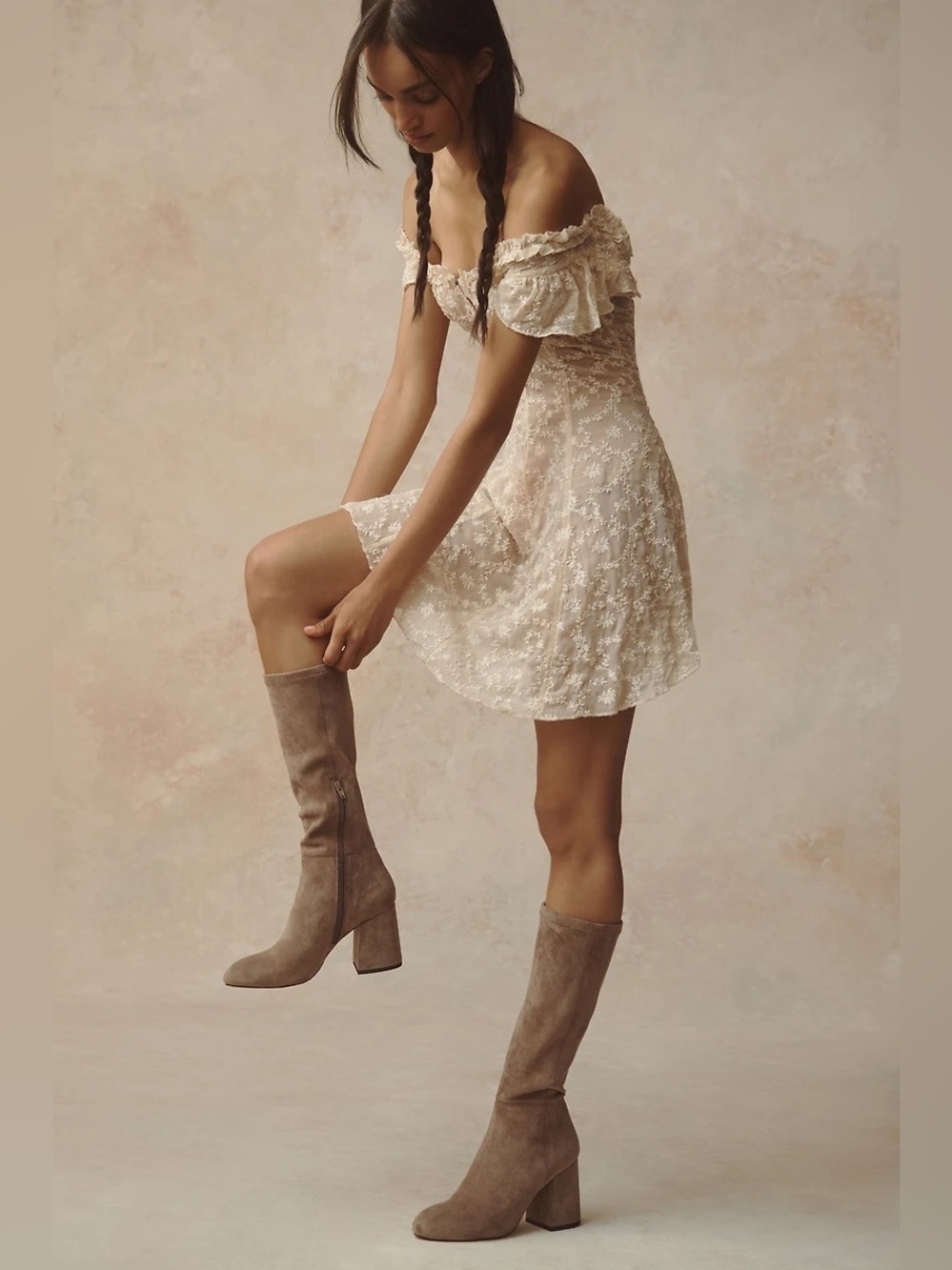 SILENT D Taupe Stretch Suede Knee High Boots EU 40 US 9 Anthropologie